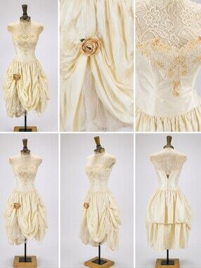 Vintage Gunne Sax Ivory Photo Shoot Altered Tea Length Dress 5/6 S
